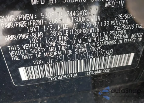 2025 Subaru Forester Sport Hybrid из США, поврежденный, VIN JF2SLSJD7SH402598